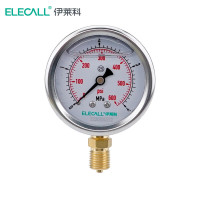 伊莱科 径向耐震压力表 YTN-60 0-4MPA 红面板(定制)