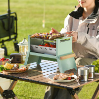 大迈 便携可折叠露营烧烤炉 露营折叠烧烤炉 松石绿 DM-9009