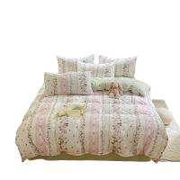 纺语柔 F1006 1.5m床 纯棉印花田园系列 被套200*230cm 床单被罩枕套四件套 (计价单位:套) 粉藤蔓