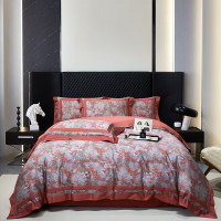 纺语柔 F1227 / 1.8m床 纯棉印花田园系列 床单被罩枕套四件套 床上套件 (计价单位:套) 繁花似锦-绛红