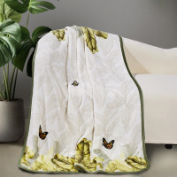 罗莱礼品 雨林蕉影法兰绒毯 100*150cm