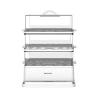 山水(SANSUI) 多功能三层电蒸锅 SZG60K 白色 24L大容量可折叠收纳