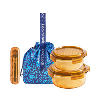 乐扣乐扣(LOCK&LOCK) 莱茵灵动 圆形保鲜盒四件套琥珀色