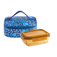 乐扣乐扣(LOCK&LOCK) 莱茵灵动琥珀色 长方形玻璃保鲜盒二件套