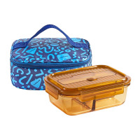 乐扣乐扣(LOCK&LOCK)莱茵灵动琥珀色长方形三分格保鲜盒二件套