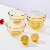 乐扣乐扣(LOCK&LOCK) 晶珀系列琥珀色餐具4件套 5.5寸 LLG1025S4FU 耐冷耐热 微波炉适用