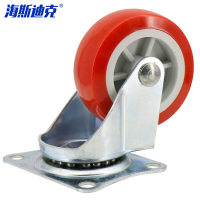 海斯迪克 HK-5022 红色pp肥仔脚轮 2寸万向轮 4个