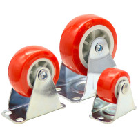 海斯迪克 HK-5022 红色pp肥仔脚轮 2寸万向2个+2寸定向 2个