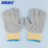 海斯迪克 耐高温芳纶贴牛皮劳保手套 HKsq-5 240mm 均码 1双