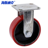 海斯迪克 工业重型聚氨酯脚轮 HKZL-17 红色 6寸 定向轮 1个