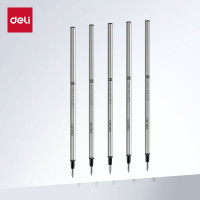 得力 臻顺滑拔帽中性笔替芯 签字笔宝珠笔替芯 0.5mm子弹头黑色5支/盒 SE95-05 拔帽款
