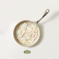 红厨陶瓷平底锅不粘锅小煎锅家用煎饼煎蛋神器煎牛排专用锅电磁炉RJA20B224-WC [天然陶瓷健康不粘] 20cm
