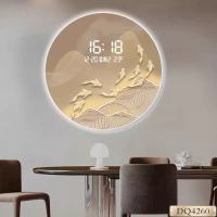 边碧 九鱼聚财钟表玄关装饰画电子时钟 直径40cm 充电宝款