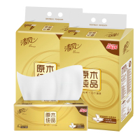 清风 金装抽纸110抽 8包 家用餐巾纸面巾 纸擦手原木卫生纸巾