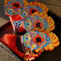 福人福地木质挂件-富贵有余串