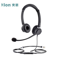 北恩(HION) FOR900D+B5头戴式双耳话务耳机/客服中心/在线教育培训/企业办公耳机/降噪坐席双耳耳麦-双圆孔