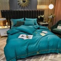 啄木鸟(plover) ZMN-SXZS-02 水洗真丝绣花四件套-墨绿