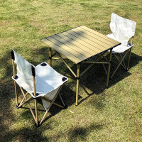 洛得兰德折叠桌便携式野餐桌露营承重易收纳聚餐露营耐磨 一桌两椅(JZ402+YZ101)