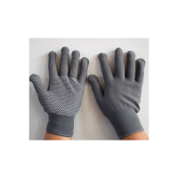 蝶蔻(DIEKOU)尼龙点胶手套 耐磨防滑透气轻便工作劳保手套 薄款点珠手套 12双 黑色均码 ZG2326