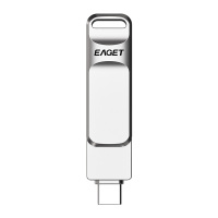 忆捷(EAGET)CF20 手机U盘Type-C USB3.0 双接口手机电脑多用车载旋转优盘金属 128GB银色
