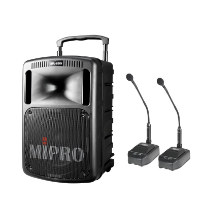 咪宝(MIPRO)MA-808无线户外音箱蓝牙便携式会议移动音响大功率扩音机器双鹅颈话筒 /套