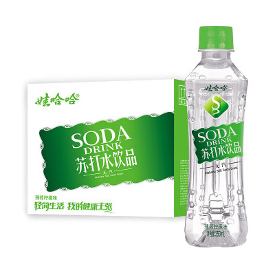 娃哈哈 苏打水绿瓶350ml*24无汽苏打水饮料薄荷柠檬味