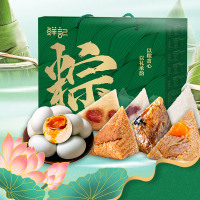 鲜记粽礼1.44kg鲜肉粽蛋黄肉粽香菇鸡肉粽蜜枣粽豆沙粽原味粽咸鸭蛋组合装端午礼盒