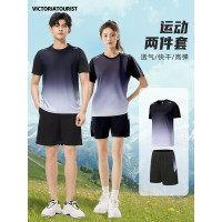 维多利亚旅行者运动套装男夏季健身服跑步速干衣颜色随机尺寸随机1件