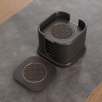 杯垫 电木云窗古铜杯垫6片+收纳层架 1套