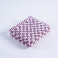 无印良品旗牌格纯棉毛巾MJ-zu0668紫小格1条