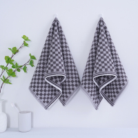 无印良品旗牌格纯棉毛巾MJ-zu0669灰小格2条