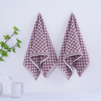 无印良品旗牌格纯棉毛巾MJ-zu0669灰小格2条