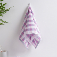 无印良品A类纯棉柔软亲肤毛巾MJ-zu0657紫格1条