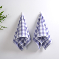 无印良品A类纯棉柔软亲肤毛巾(双条套装)MJ-zu0658蓝小格2条