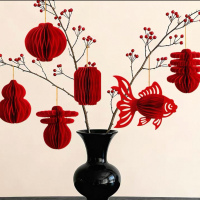 2026小红灯笼混装6个(锦鲤+圆灯笼+长灯笼+春字+吉字+福禄)1套