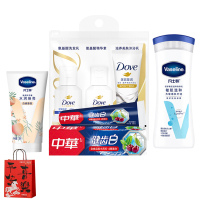 多芬沐浴露洗发水洗护套装(多芬旅行装+凡士林身体乳护手霜+中华牙膏)1套