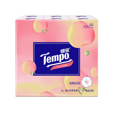 得宝(TEMPO)手帕纸 水蜜桃香味餐巾纸迷你便携有香纸巾4层加厚小包面巾纸手帕