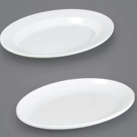 陶瓷椭圆盘 白色 装鱼馒头包子饼盘子家用餐具