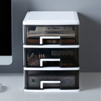 信发(TRNFA)W1522办公桌面收纳盒简约透明大抽屉式多功能收纳柜学生书桌文具杂物整理大号
