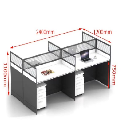 四人工位办公桌带下面的移动柜