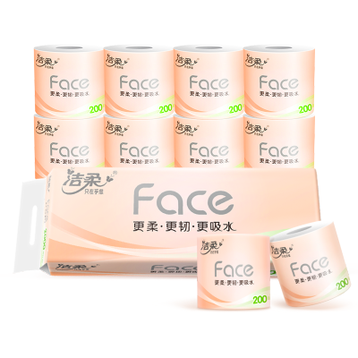 洁柔有芯卷纸 粉Face加厚4层200克 10卷/提*2