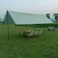 月辉天幕防水银胶210D牛津布4*6 风绳扣*10 防风绳*10 地钉*10 杆子16mm*0.5*2m