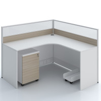 单人位办公桌1.2×1.4米 胡桃木色