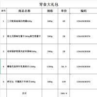 三只松鼠零食大礼包(肉铺500g+红薯干500g+果丹皮500g+牛肉干500g+麦片1260g)