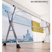 不锈钢折叠晾衣架三杆伸缩长度1.3-2.0m 1件