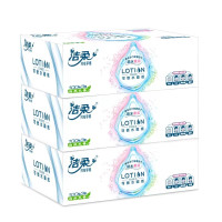 洁柔抽纸Lotion面巾纸硬盒100抽保湿纸婴儿鼻敏感适用实3盒/提*2提 6盒