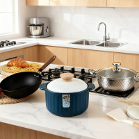 张小泉锤纹两件套(炒锅+汤锅))&张小泉瓷心蓝韵煲4.2升1套