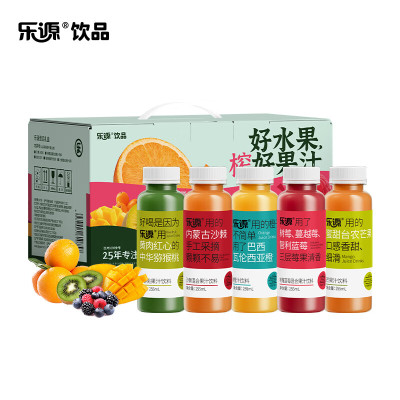 乐源 混合果汁礼盒255ml*10瓶(橙汁芒果汁猕猴桃汁树莓蓝莓汁沙棘汁各2瓶)