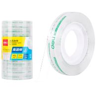 得力(deli)强韧型透明学生文具胶带8mm*40y(36.6m/卷) 12卷/组 30002透明胶带