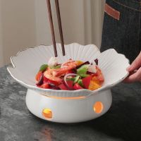 京臣蜡烛加热炉 陶瓷材质 金花型盘+圆孔炉 盘直径30cm*炉直径19.5cm*总高12.5cm